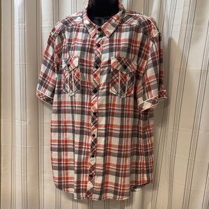 BKE Red and Gray Plaid Casual Shirt